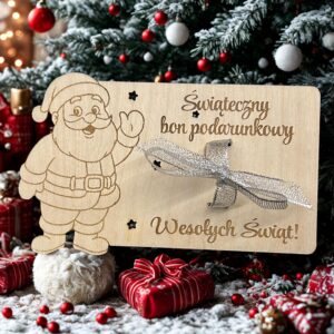 Drewniany świąteczny bon podarnukowy na banknot prezent świąteczny