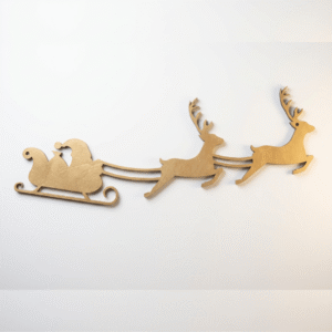 Złota dekoracja świąteczna 39 cm – Mikołaj na saniach z reniferami